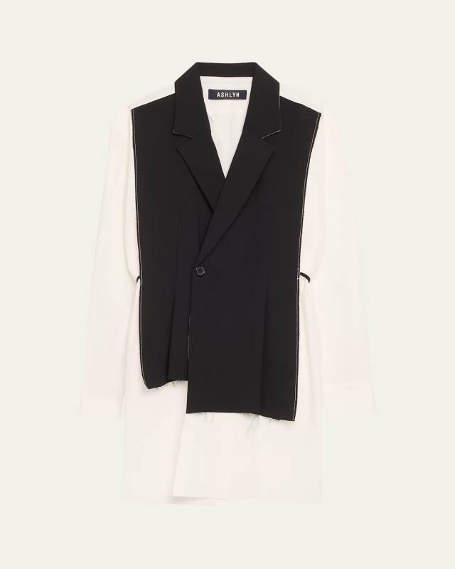 Ayaka Two-Tone Mini Shirtdress
